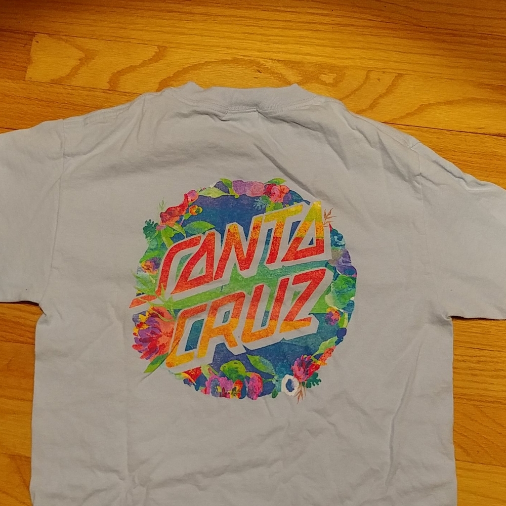 Santa Cruz Skateboards White Tee with Multicolor Floral Logo older now